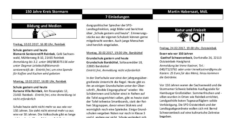 150 Jahre Stormarn 7 Einladungen