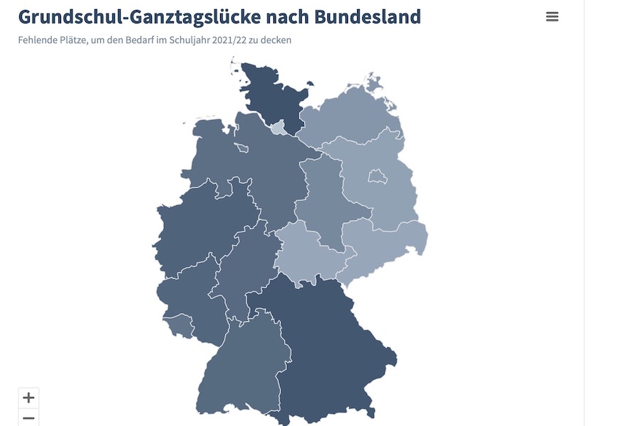 Bild: Ganztagslücke nach Bundesländern, Quelle: IW